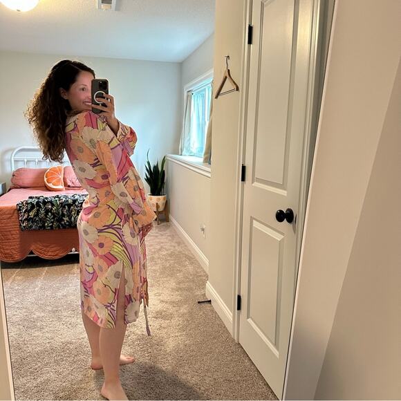 Rachel Comey Pink Purple Pop Floral Silk Robe Dress XS/S Oversized - Picture 5 of 16